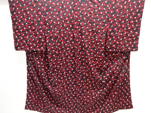 大正ロマン　よろけ縞に水玉模様着物